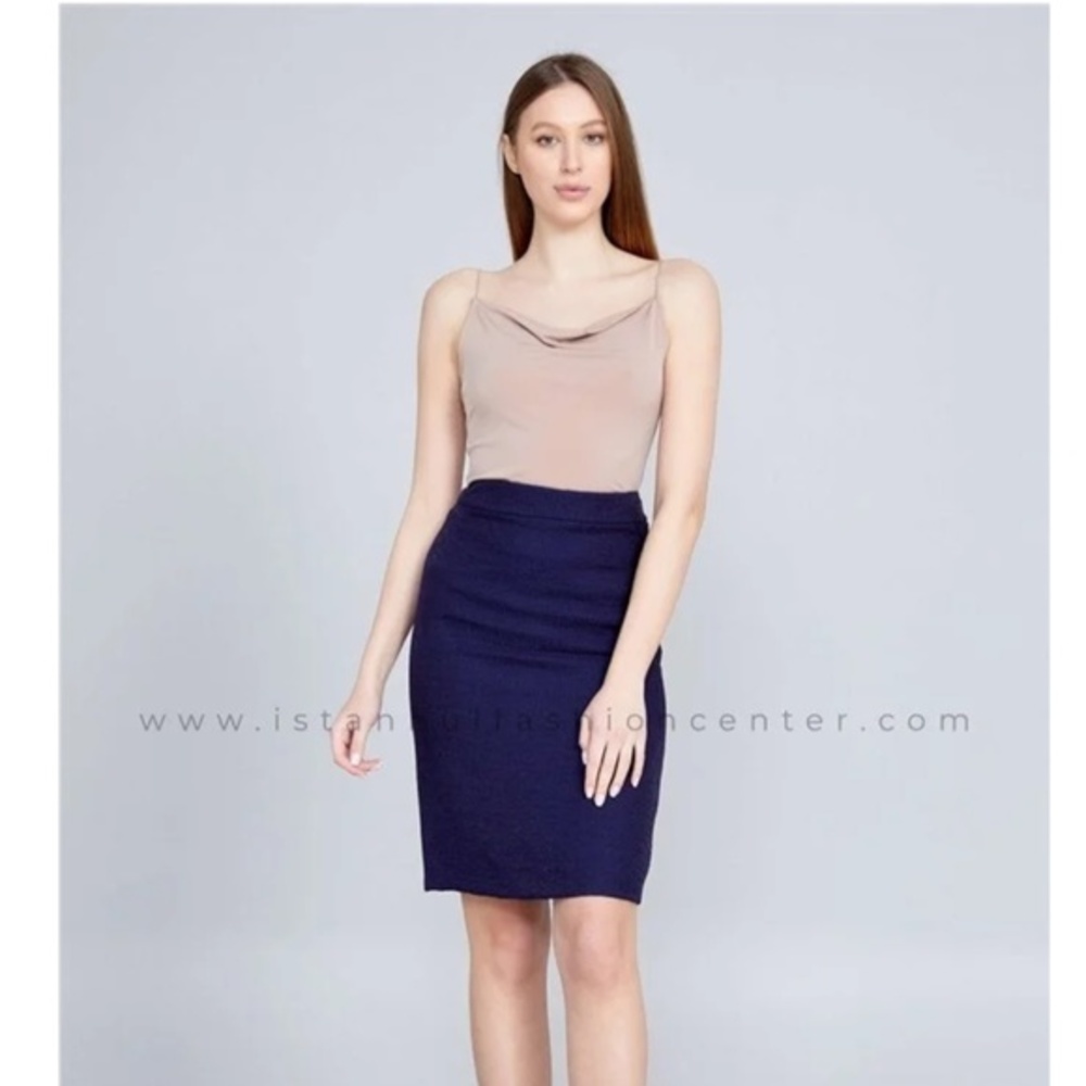 SARAR Womens Mini Solid Color Regular Navy Skirt Size 42